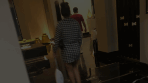 man and woman walking